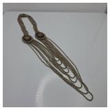 24' Brass and Jet Mourning Jewelry Necklace