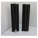 Two Sterling 15' Chains With Pendant
