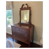 Vtg Wooden Dresser with Mirror