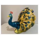 Colorful Ceramic Peacock Figurine 8ï¿½x9ï¿½x10.5ï¿½