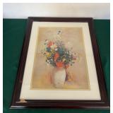 Framed Floral Lithograph 16.5ï¿½x22.5ï¿½
