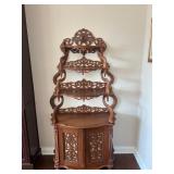 Vtg Ornate Wood Shelf Cabinet 35.5ï¿½x16ï¿½x70ï¿½