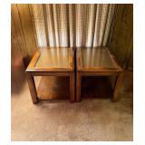 2 End Tables w/Cane/Glass Topsï¿½27x21x20