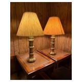 Vtg. Gold-toned Table Lampsï¿½31ï¿½ tall