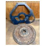 Vtg Engine Plate and Flywheel
