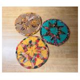 3 Vtg Handmade Quilted Potholders