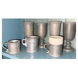 Pewter Mugs and Goblets Set