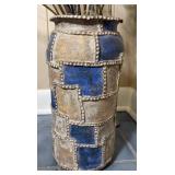 14" Handcrafted Patchwork Ceramic Vase