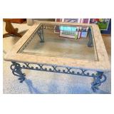 Square Glass Top Coffee Table w/ Metal Base