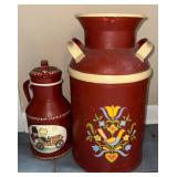 Decorative Painted Milk Can and Jug Set
