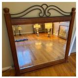 Large Wood Wall Mirror w/Decorative Top