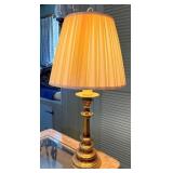 Brass Table Lamp w/ Shade, 33" Tall