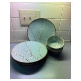 Stoneware Dinnerware Set w/ Floral Pattern