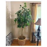 Artificial Tree in Woven Basket, ~75" Tall
