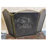 Brass 3-Panel Fireplace Screen