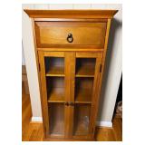 Wood Cabinet w/ Glass Doors, Drawer