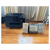 Panasonic CD Stereo System w/ Speakers, HP Printer