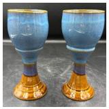 Blue Glazed Ceramic Goblets