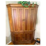 Large Wooden Corner Cabinet w/ Double Doors