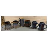 6 Studio Art Pottery Mugs