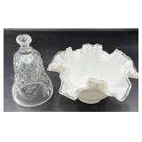 Crystal Bell w/ 1990 Etching & Fenton-style Bowl