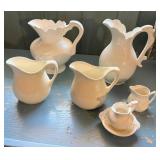 Haeger and Misc. White Ceramic Pitchers Set