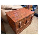 Vtg. Wooden Storage Trunk w/ Floral Lining