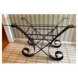 Glass Top Console Table w/ Metal Base
