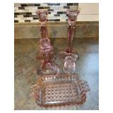 5 pcs Pink Depression Glass
