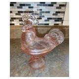 Pink Hen on Nest - Pedestal Style