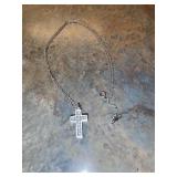 14K White Gold Necklace and Cross Pendant
