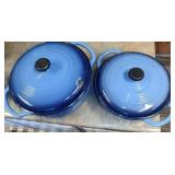 2 Lodge Blue Enameled Dutch Ovens
