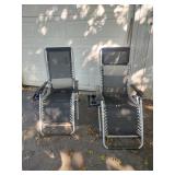 2 Folding Black Reclining Chairs