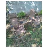 2 Folding Reclining Chairs & Small Table