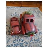 2 Metal Red Decorative Trucks