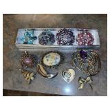 Assorted Costume Jewelry Brooches