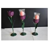 3 Metal Tulip Votive Holders