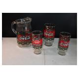 Stain Glass Coca Cola Pitcher & Glasses