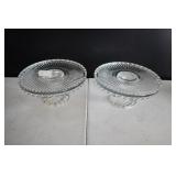 Pair of Clear Glass Pedestal Cake Plates