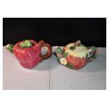 Pair of Ceramic Apple Teapots