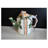 Vtg Ceramic Floral Teapot