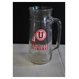 Vtg Utah Ukes Tankard Glass Mug