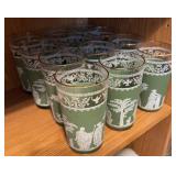 12pc Green Jasperware-Style Glass Tumblers