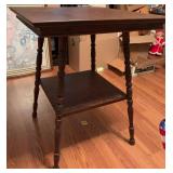 Victorian-Style Two-Tier Wooden Side Table