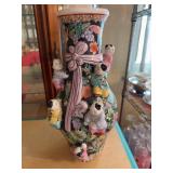 Vintage Chinese Famille Noir Porcelain Boys Vase