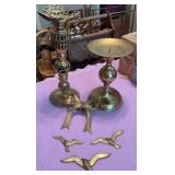 Brass Decor: Candlesticks, Bow, Seagull