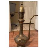 Brass Engraved Middle Eastern Ewer w/Lid