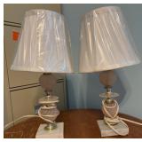 Vtg Table Lamps w/ Frosted Pink Glass Bodies