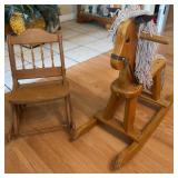 Wooden Child's Rocking Chair & Horse Set