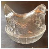 Clear Glass Hen-on-Nest Dish